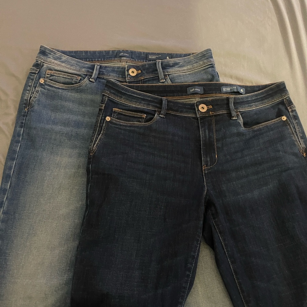 2 PAIRS of J. Jill Women's Slim Jeans - Dark Blue and Light Blue